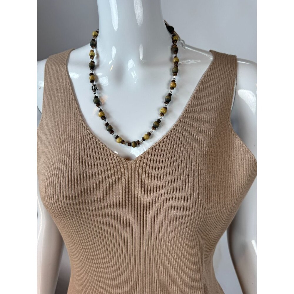 Vintage Wooden Bead Necklace With Toggle Clasp